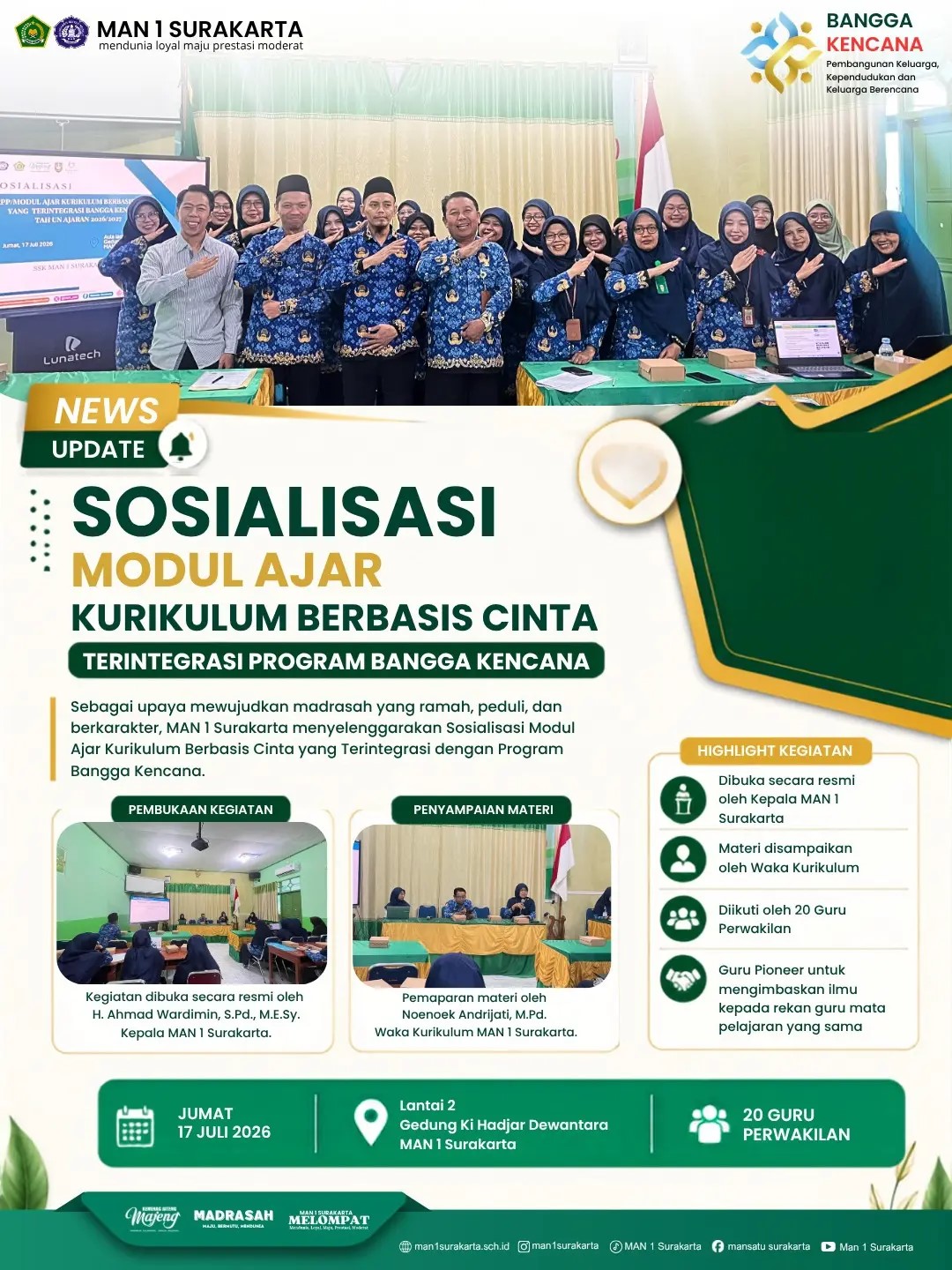 Sosialisasi Modul Ajar Kurikulum Berbasis Cinta Terintegrasi Program Bangga Kencana