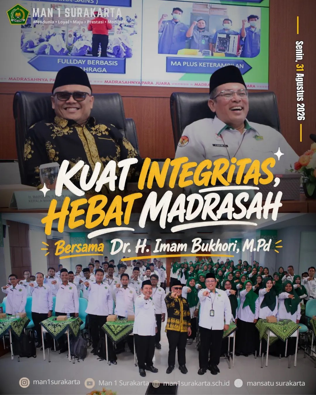 Kuatkan Integritas dan Nilai Ibadah dalam Pendidikan, MAN 1 Surakarta Gelar Pembinaan Bersama Kasubdit Bina GTK MA/MAK Kemenag RI