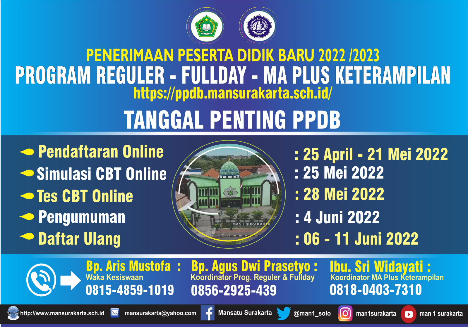 PPDB MAN 1 SURAKARTA PROGRAM REGULER - FULLDAY - MA PLUS KETERAMPILAN